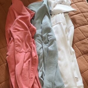 Maurices Ribbed Cardigan Set - Coral, Sage, and Ivory